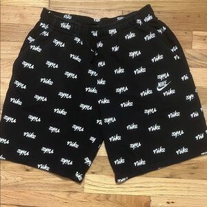 Nike Men's Black and White Logo Athletic Shorts